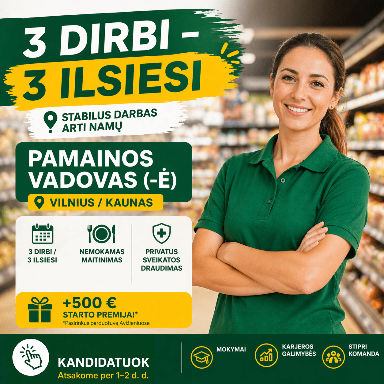 iki darbas pamainos vadovas prekyba vilniuje kaune pardavėjas Iki