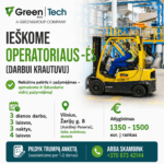 darbas gamyboje vilniuje greentech baltic krautuvo vairuotojas operatorius