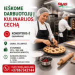 Konditeris virejas gamyba darbas kaune cechas kulinarija prekyba pamainomis virtuve. darbas sile silas bandeliu tortu pyragu kepimas